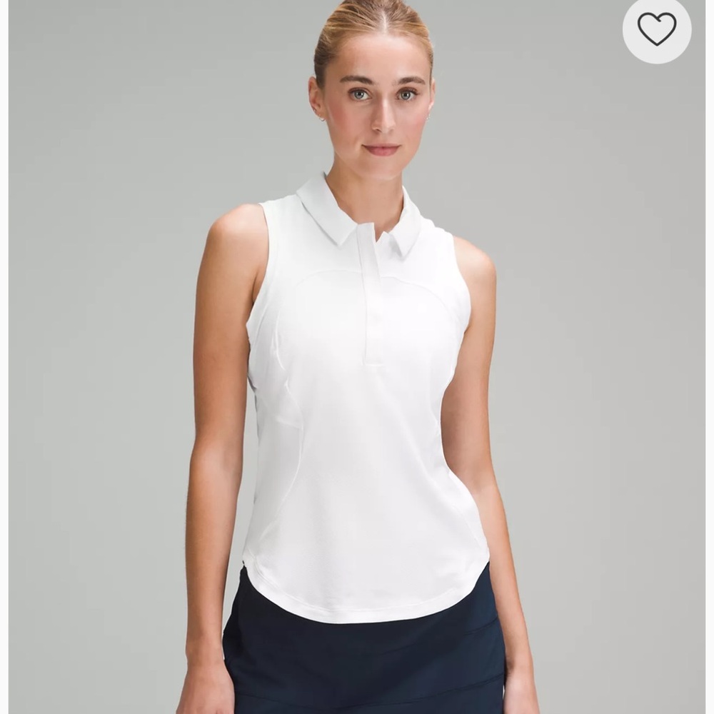 Lululemon Women’s Quick Dry Sleeveless Polo Shirt Curved Hem in White - Size 4
